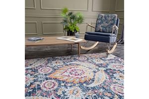 THE RUGS AREA RUGS LIVING ROOM BEDROOM LARGE SMALL VINTAGE SOFT SHORT PILE BORDERED CLASSIC ORIENTAL DESIGN TRADITIONAL PERSIAN MOROCCAN BOHO CARPET - MEDIUM 120X170 CM, MULTICOLOURED VINTAGE DESIGN