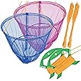 SF Portable Crab Drop Net with Net Bait Bag & Rope & Line Handle for Crabbing Catch Fish Prawn Crayfish Lobster, Multi Colors(Set of 2/4, W30cm x H25cm)