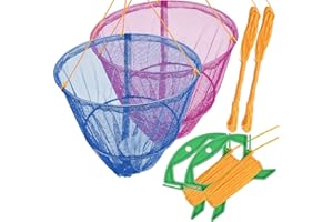 SF Portable Crab Drop Net with Net Bait Bag & Rope & Line Handle for Crabbing Catch Fish Prawn Crayfish Lobster, Multi Colors(Set of 2/4, W30cm x H25cm)