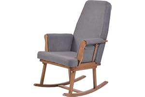 KUB Haldon Compact Nursing Rocking Chair | Award-Winning Space-Saving Design | Perfect for Small Nurseries | Soft Linen-Effect Fabric | Storage Pockets | Safety Certified (Dark and Grey)