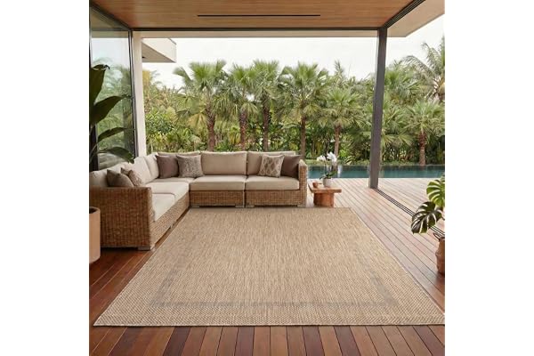 Carpettex Teppich Tapis d'extérieur uni résistant aux intempéries, idéal pour Les terrasses, Les balcons, Les Jardins et Les Cuisines, Couleur: Beige, Taille: 200 x 290 cm