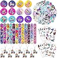 Roller Skate Party Favors Party Bags Fillers 98PCS Roller Skating Birthday Party Supplies Decoration with Slap Bracelets, Stickers, Key Chains, Pin Badges and Temporary Tattoos for Kids Boys Girls