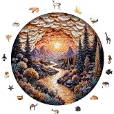 WePuzzleUp Ahşap Puzzle Yetişkin - Altın Dağlar - 252 Par&ccedil;a, 29 x 29 cm - Yapıştırıcı Folyo Dahil - Benzersiz Şekilli Par&ccedil;ala