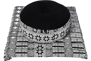 ‎LEEWADEE Leewadee Meditationsset Yogaset aus Meditationskissen Zafu und Kleiner rollbarer Sitzmatte Zabuton Ökologisches Naturprodukt