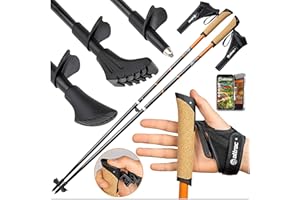 ATTRAC Bastoncini nordic walking carbonio 60% - Bastoni a lunghezza fissa con sgancio rapido „Click & Go“ dei guantini - Impugnatura in Sughero + PDF Workout