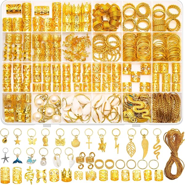 Niaciswe 292-teiliges Braids Schmuck Set - Verstellbare Metall-Clips In Gold & Silber Für Zöpfe & Dreadlocks Mit Box
