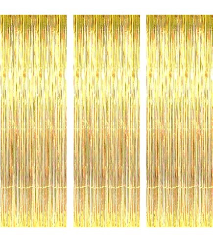 Lametta Vorhänge 3x 2m Orange Irisierend - Metallische Partydekoration Flow Vorhang