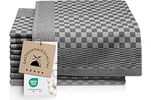 ZOLLNER 10er Set Geschirrtücher Baumwolle in 46x70 cm - super saugstarke und robuste Küchentücher – waschbar bis 60°C – in schwarz kariert - Gastronomiequalität - Oeko Tex® Zertifiziert