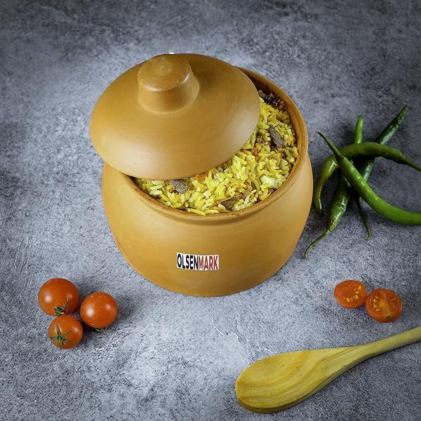 Pure Source India Clay Dahi Handy / Curd Pot with lid Medium Size 2 LTR (  Clay Curd Pot ) 8 Inch Size : Buy Online at Best Price in KSA -