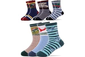 Sandsuced Kids Thermal Merino Wool Socks for Boys Toddlers Girls Warm Walking Hiking Thick Cosy Winter Christmas Boot Crew Cabin Gift Socks 6 Pairs