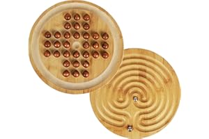 TOYS OF WOOD OXFORD TOWO - Gioco da tavolo in legno 2 in 1 con solitario e labirinto, classico gioco da tavolo per un giocatore, 25 cm, biglie, bilanciamento e strategia, labirinto per bambini dai 6 anni agli adulti