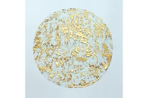 Snowkingdom Gold Placemats Set of 50 Round 13 Inch Foil Mesh Pressed Bulk Disposable Table Mates 50 Pack Gold Doilies for Dining Table Wedding Birthday Party Holiday Home Decoration