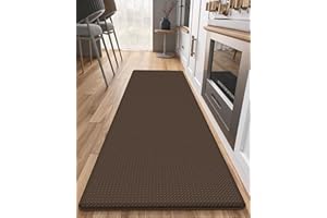 COLOR&GEOMETRY Color G Kitchen Mat 44 x 200 cm, Heavy Duty Anti Fatigue Standing Mat, Kitchen Rug Waterproof, Non-slip, Oil Resistant Leather Floor Mat for Standing Desk, Kitchen, Office (Brown)