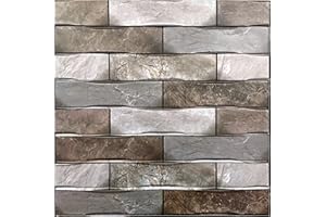 I K H E MALARKA 10 Stück - 0,9m², 3D Tapeten Paneele EPE - Schaum PVC SELBSTKLEBEND Wandpaneele Steinoptik Wasserdicht Wandverkleidung Steintapete Aufkleber 30x30cm (Braun JM-WP545)