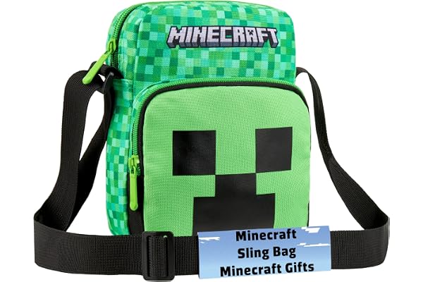 Minecraft Sac Bandoulière Enfant et Ado Creeper, Pochette Téléphone Crossbody avec Sangle Réglable, Cadeau Gamer Garçon