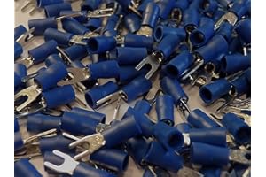 L.K.S CONNECTIONS 3.2 blue fork terminal crimp connector (for 3mm bolt or screw) 25 50 100 pack (100)