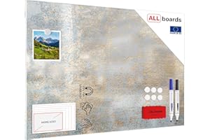 ALLBOARDS Tableau magnétique pour aimants METALboards, béton doré 60x40 cm + ensemble d’accessoires