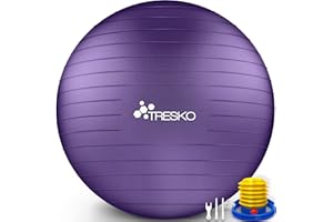 TRESKO® Ballon de Gymnastique | Anti-éclatement | Boule d'assise | Balle de Yoga | Balles d'exercices Fitness | 300 kg | avec Pompe à air