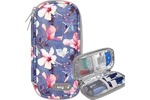 AYVANBER Insulin Cooler Travel Case Small Diabetic Medication Cooler Portable Cooling Bag with 2 Reusable Gel Ice Packs for Insulin Pens While Traveling and Other Diabetic Supplies (Begonia Flower)