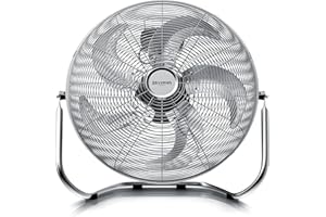 Brandson - Windmaschine Retro Stil 120 Watt - Ventilator in Chrom - Standventilator 45 cm - Bodenventilator - hoher Luftdurchsatz - stufenlos neigbarer Ventilatorkopf - Silber