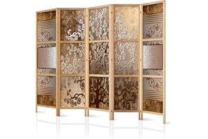 decomonkey 5 panel Room Divider - 89" x 68" / 225 x 171cm Oriental Brown Tree Decorative Privacy Screen for Room Separation Home Office Spa