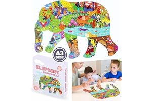 ELEXAL Giant Elephant Jigsaw Puzzle for Kids - Large, 200-Piece, Dinosaur Floor Puzzles for 3+ Year Old - Giant Games and Educational Toys for Children, Toddlers, Boys and Girls - 46.9 x 32.9 cm
