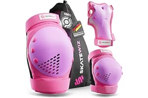 SKATEWIZ Ochraniacz na rolki dla dzieci - Sprzęt bezpieczeństwa dla dzieci - Ochraniacz na deskorolkę dla dzieci - Rowerowa ochrona przed dziećmi - SMASHM/L - Nastolatki Fioletowy Różowy