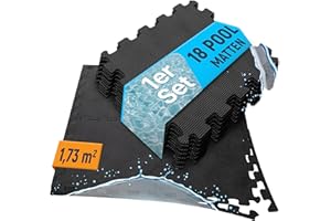 NEOLYMP 18 Stück Pool Unterlage Outdoor zuschneidbar - Whirlpool Unterlegmatte rutschfest und langlebig - Poolmatten Schutzboden - Bodenschutzmatte Pool für Planschbecken