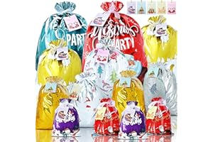 BENPEN Christmas Wrapping Gift Bags, 20Pcs Xmas Gifts Bags Large Medium Small for Presents with 20 Tags for Birthday Holiday Party, Luxury Santa Claus Ornament with Ribbon for Family Friends