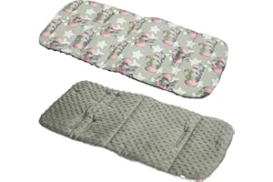 OLO BABY Cotton & Bubble Fleece Pram Insert, Liner Covers 5pt Universal Reversible (Elephants/Grey)