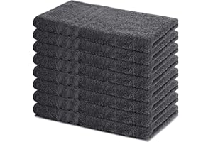 Lavea® Lot de 8 Serviettes de Toilette de Toilette 50x100 cm en Éponge 100% Coton – Douces et Absorbantes - pour Maison, Hôtel, Spa et Invités – Serviette de Bain - Anthracite