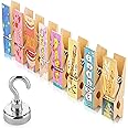 8 Inspirational Fridge Magnets Clips + Strong Hook Magnet - Display Photos & Memos On a Refrigerator, Locker, Whiteboard in a Cute & Fun Way. Perfect for Kitchens, Offices, Classrooms & Cubicles.