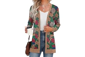 GRECERELLE Damen Leichte Strickjacke Lang mit Taschen und Knöpfen Long Elegant Cardigan V-Ausschnitt Knopfleiste mit Taschen