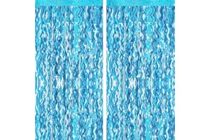 G2PLUS Eisblau Lametta Vorhang Welle: Metallic Glitzer Vorhang, Ideal Geburtstag Dekoration für Frozen, Ozean Themen Party, Perfekt als Foto Hintergrund, 2er Set