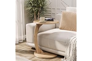 Tubibu C Form Petite Table d'appoint Ronde comme Plateau de Rangement pour canapé et canapé avec roulettes, Table à roulettes, Table de Rangement, Plateau de Table Rond (Aspect Noyer)