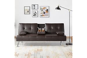 ‎YAHEETECH Yaheetech Klappbares Schlafsofa Couch mit Bettfunktion Bettsofa mit Großer Liegefläche von 167 cm L × 94 cm B fürs Wohnzimmer/Schlafzimmer/Heimkino/Gästezimmer braun