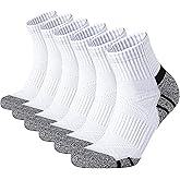 Stoeury Men's Short Socks 6 Pairs, Men's Sports Socks with Cotton &ndash; Padded Anti-Blister Design, Arch Support and Anti-Frictio