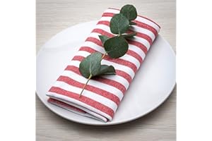 FILU Servietten 8er Pack Rot/Weiß gestreift (Farbe und Design wählbar) 45 x 45 cm - Stoffserviette aus 100% Baumwolle im skandinavischen Landhausstil