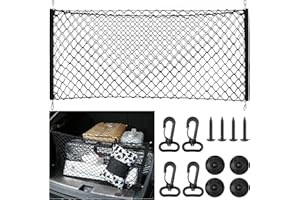 PANGTON VILLA Kofferraumnetz Gepäcknetz Auto Gepäcknetz Wohnmobil - 43.3'' x 23.6'' Gepäcknetz, Kofferraum Netz mit 4 Karabinern 4 ABS Haken, Nylon Super Elastisch Kofferraum Netz Organizer für die Meisten Autos