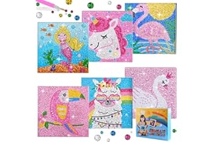 LYJOW Diamond Painting Kinder Tiere 6er 5D DIY Diamant Malerei Bilder Set Full Zubehör Glitzersteinchen Painting Kleine Mädchen Junge Geburtstag Festival Geschenke Home Wanddekoration Crystal Art Craft Kits