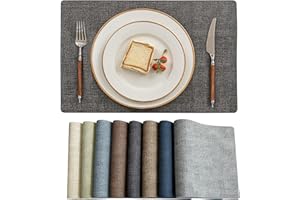 mosayt Mantel Individual Lavable Juego de 6 Gris Oscuro de Cuero sintético salvamanteles Individuales Impermeable de Doble Cara Platos Estera Mesa de Comedor Resistente al Calor Antideslizante