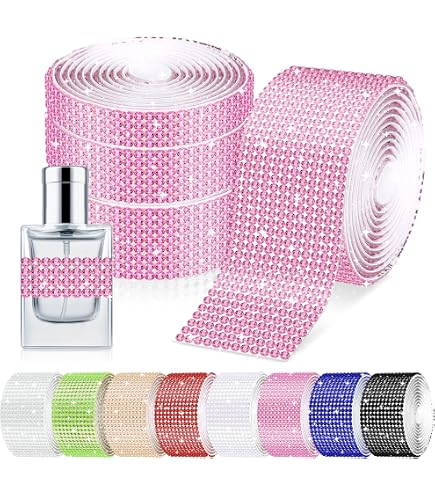 Telooco 4 Rotoli Nastro di Strass Autoadesivo Glitter Strass Autoadesivo con Cristalli Nastro Adesivo Rotoli per Artigianato Fai da Te Specchi Vestiti (4 Righe da 1 Yard, Nero