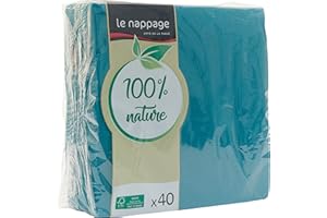 LE NAPPAGE ARTS DE LA TABLE 40 tovaglioli Tex Touch 38 x 38 cm, Colore FSC, Carta, Anatra Blu, 38cm x 38cm, unità