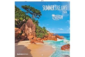 ‎ALPHA EDITION Alpha Edition - Summer Dreams Kalender 2026 – Wandkalender & Bildkalender 30x30 cm (30x60 cm geöffnet) mit traumhaften Strand- und Meeresmotiven, für Urlaubsfans & Reiseliebhaber