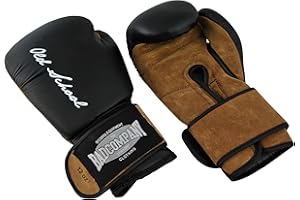 Bad Company Gants de boxe en cuir I Modèle Old School I Pour l'entraînement de boxe, sparring et boxe de compétition I Grades de poids 10 oz à 16 oz I Noir/marron