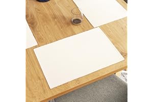 ‎ENCASA XO Encasa XO Platzsets Esstisch Set von 6 | Solide aus weiß | Fein gerippte Baumwoll-Tischunterlage | Größe 48x32 cm | Maschinenwaschbar