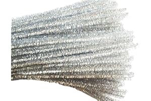Carykon Pack of 100 Glitter Tinsel Creative Arts Pipe Cleaners - 12 Inch (Silver)