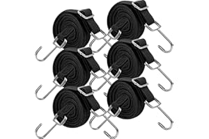 RUGTOL Bungee linki, wytrzymałe, do użytku na zewnątrz, długie, regulowane sznurki bungee z haczykami, płaskie, 102 cm, wysokie, elastyczne, gumowe paski bungee z haczykami, do bagażu, bagażników dachowych,