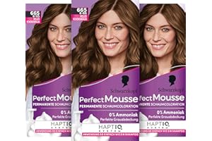 Schwarzkopf Perfect Mousse Permanente Schaumcoloration 665/6-65 Helles Schokobraun (93 ml), Haarfarbe mit perfekter Grauabdeckung, Coloration für intensive Pflege & strahlenden Glanz