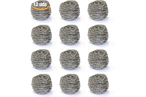 Alanos Profesional - Pack 12 Estropajos de Acero Inoxidable XXL | Limpieza Cocina y Barbacoa | Esponja Metálica Eficaz para Suciedad Incrustada, Metálico, Metal